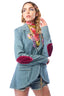 Alaia Stripe Embellished Denim Blazer