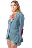 Alaia Stripe Embellished Denim Blazer