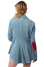 Alaia Stripe Embellished Denim Blazer