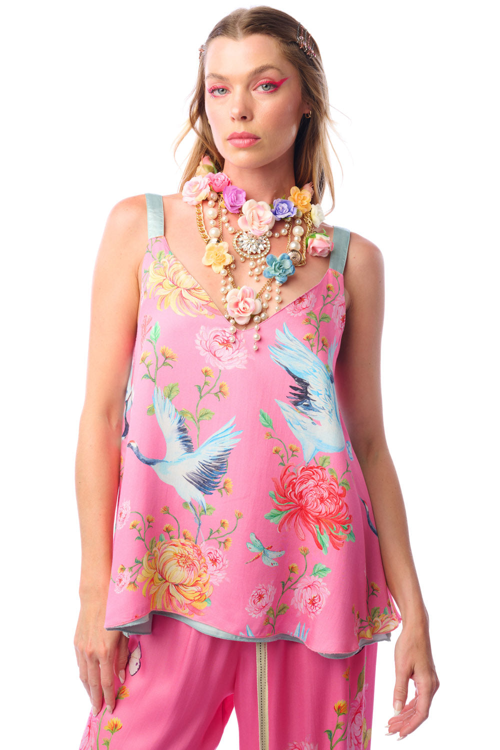 The Legend Of The Crane Reversible Cami in Rose