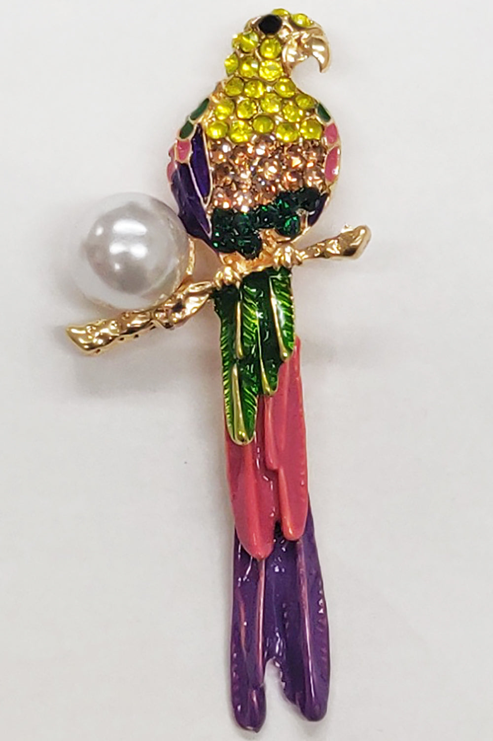 Parrot On Pearl Branch Pin