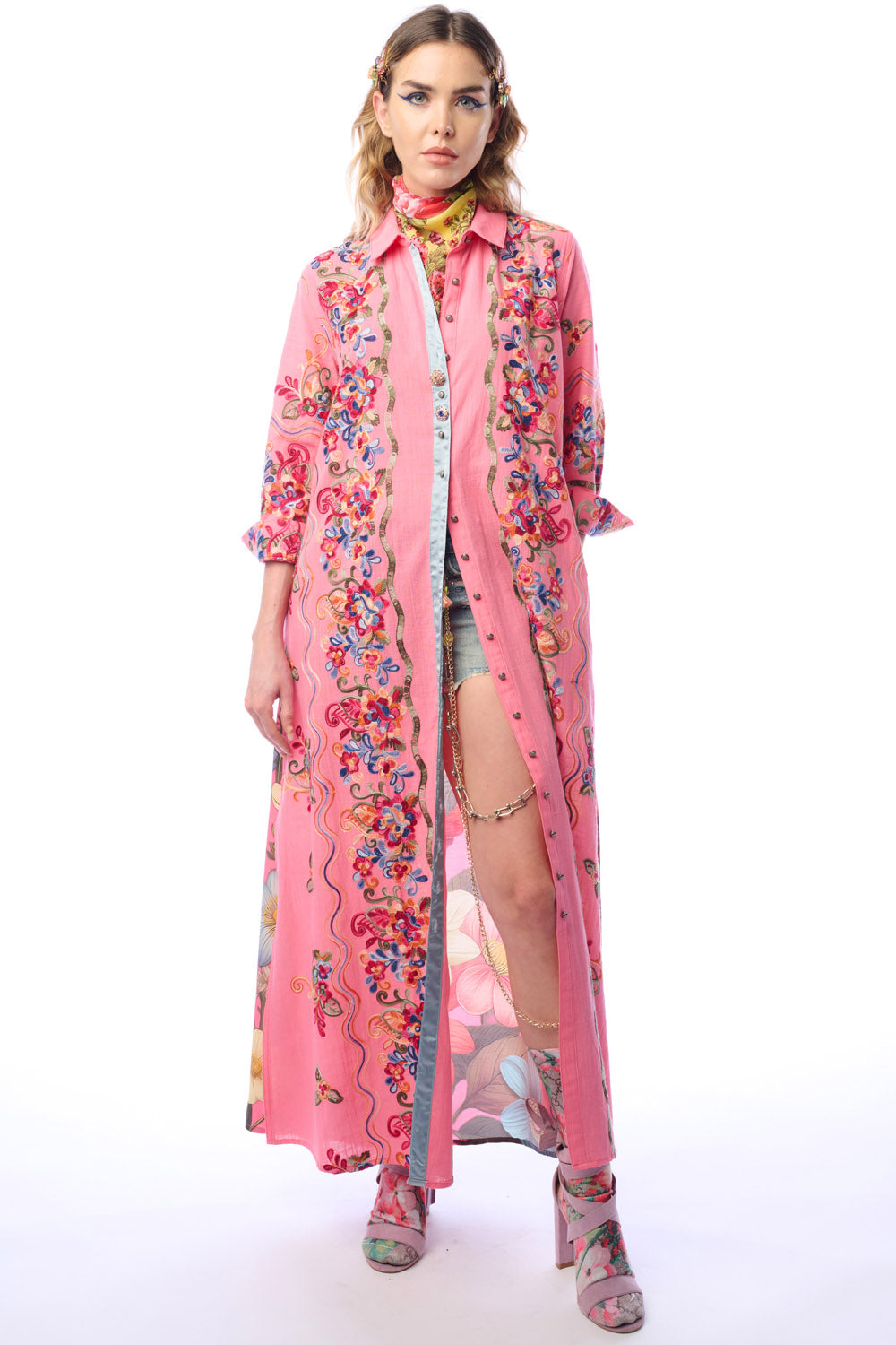 Beauty Mark Maxi Duster in Rose