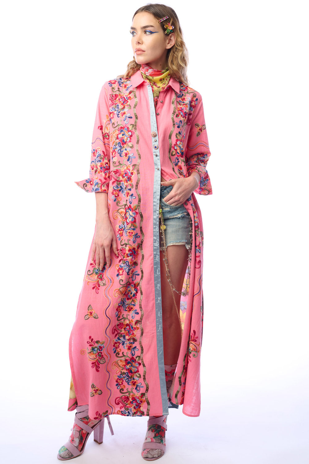 Beauty Mark Maxi Duster in Rose