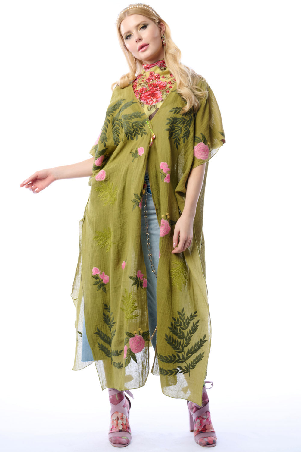Miss April Embroidered Kimono