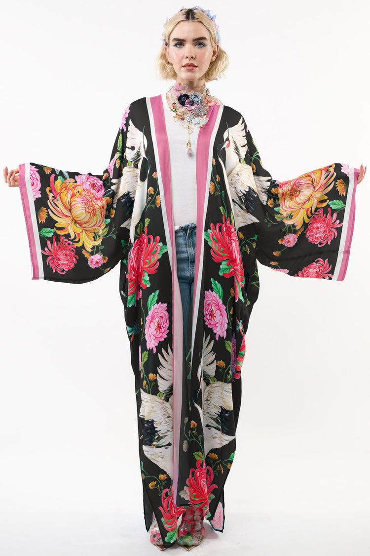 The Legend Of The Crane Maxi Kimono