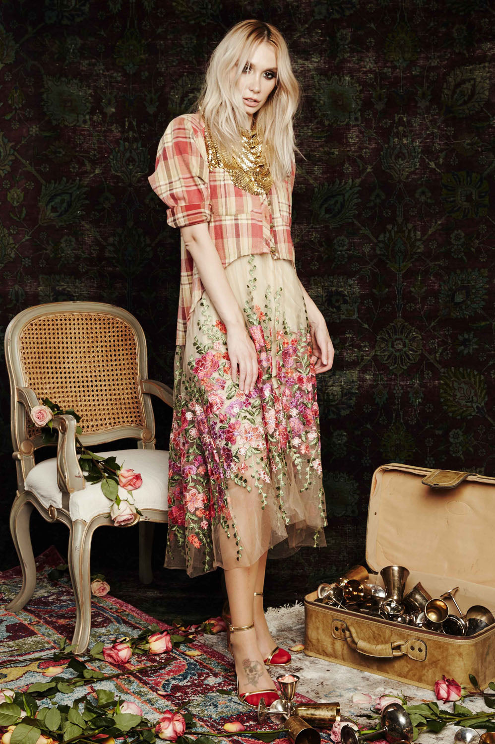 Anastasia Maxi Shirt in  Vintage Red