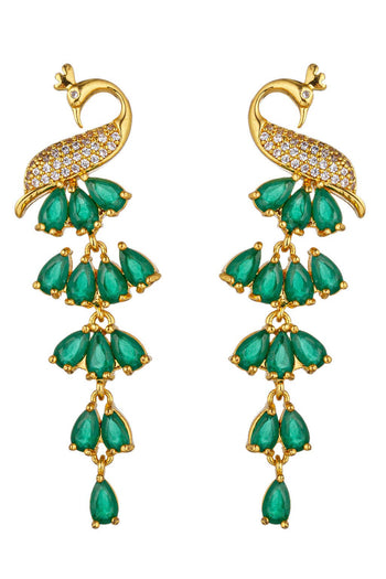 Mona Green 18K Gold Plated CZ Drop Earring