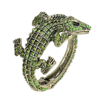 Crystal Rhinestone Crocodile/Alligator Embellished Bracelet: Green