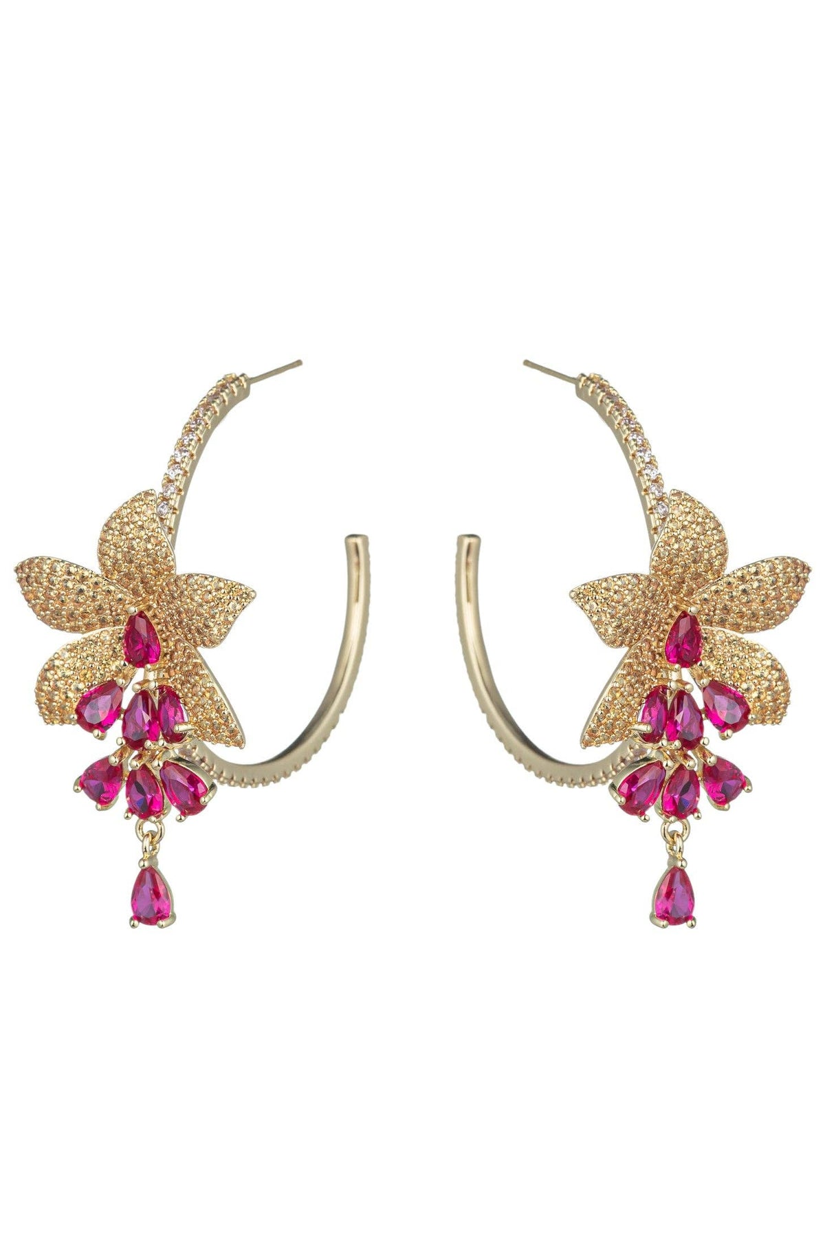 Ruby Floral Cuff Earrings