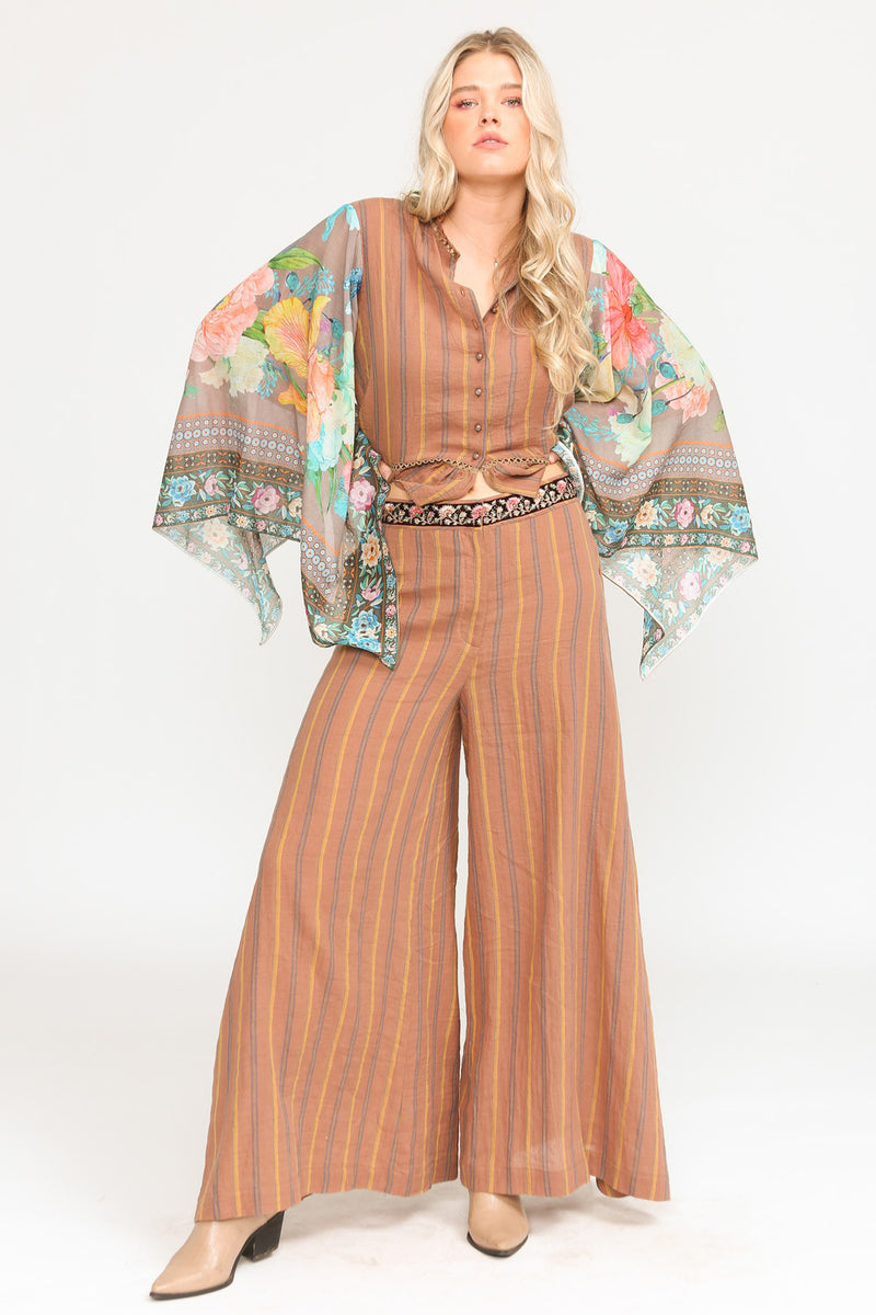 Mariah Stripe Embroidered Blouse