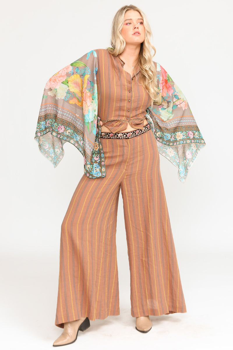 Mariah Stripe Embroidered Blouse