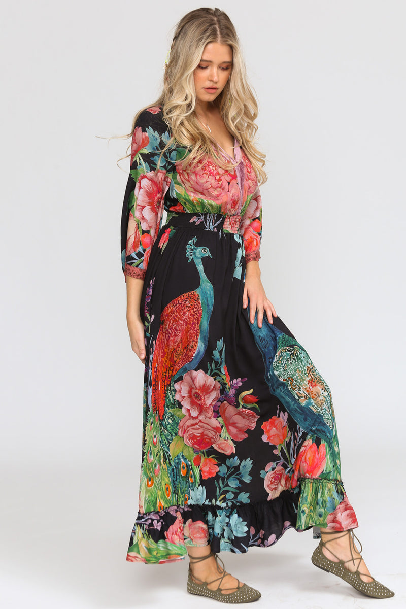 Peacock Paradise Maxi Dress